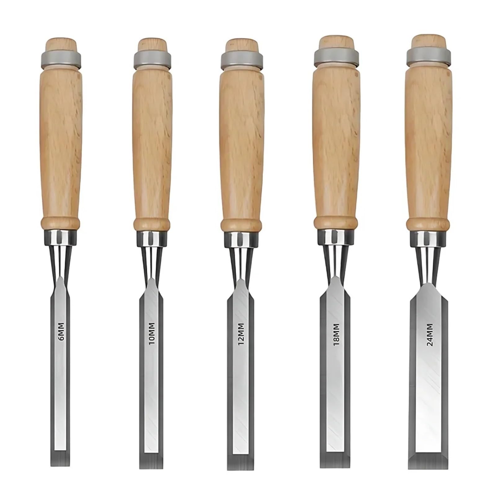 1/5 Sztuk Instrukcja Rzeźba W Drewnie Zestaw Narzędzi Dłuta Ręcznego Stolarze Narzędzia Do Obróbki Drewna Dla Majsterkowiczów(5pcs 6 10 12 18 24mm)