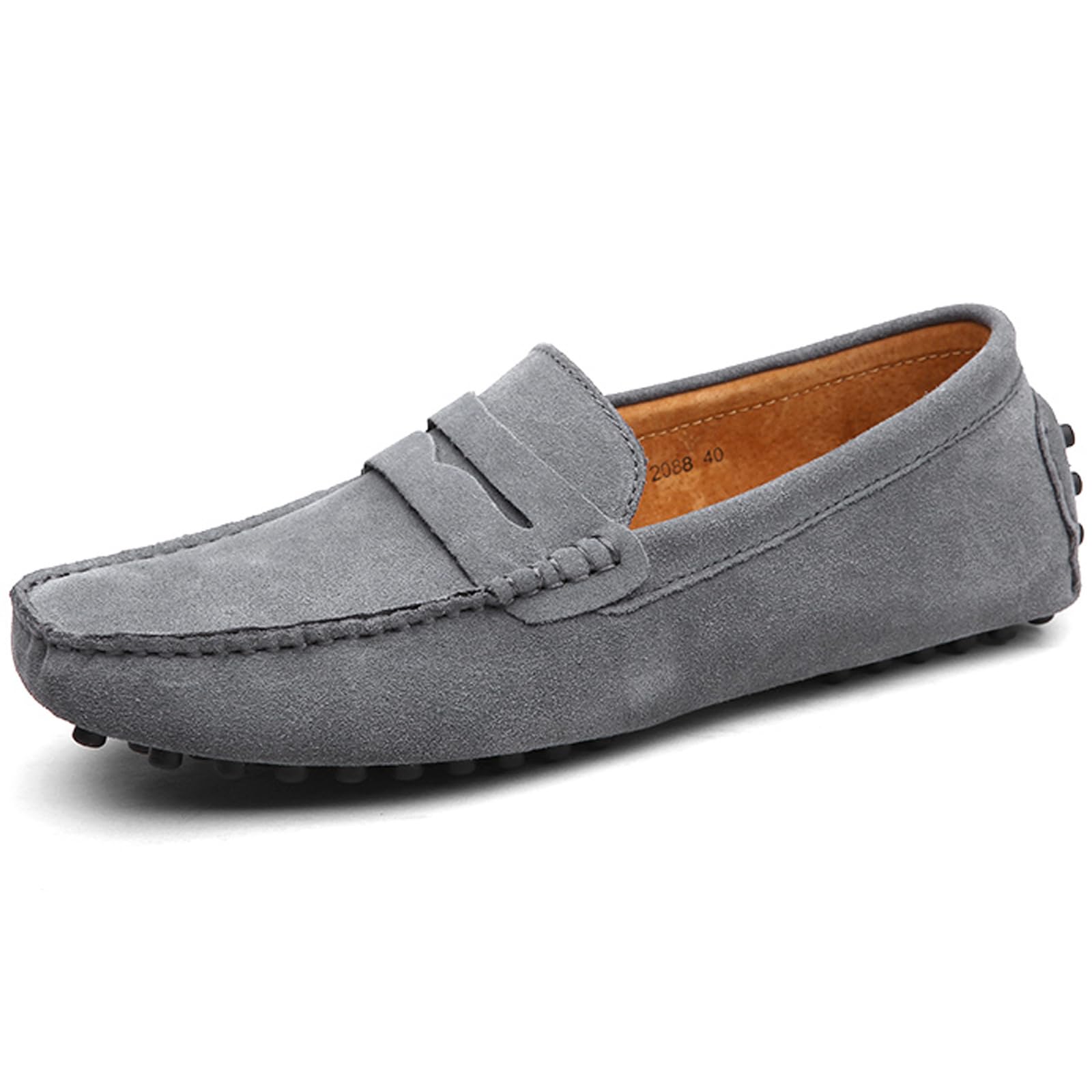 WUIWUIYU Men's Moccasins Casual Slip On Shoes Soft Penny Loafers for Men Lightweight Suede Big Size Driving Boat Shoes