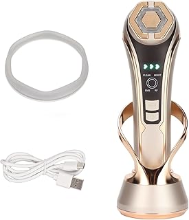 Máquina Facial de Rádio Frequência Rf, Varinha Facial Multifuncional Massageador Facial de Alta Frequência com base de carregamento Máquina de Aperto da Pele de Terapia LED Vermelho Azul Luz