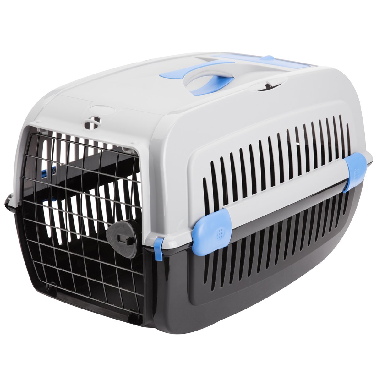 Panier de Transport Tiere Gitter Metall Detail Blau 58,5 x 38 x 38,5 cm