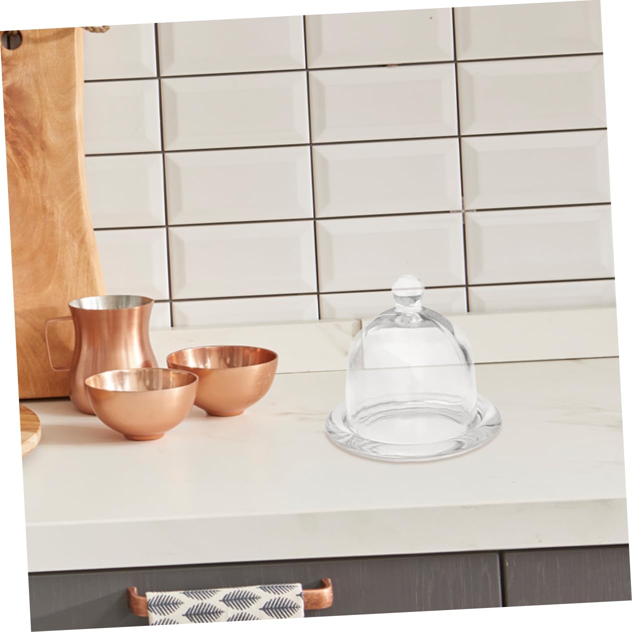 NOLITOY Glas Kuchenplatte mit Deckel 2 Stück, Haube für Dessert