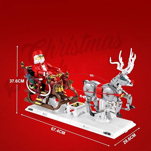 Miniatura 4 de MISINI MOC - Juego de juguetes de bloques de construcción de trineo navideño 66002, juego de construcción grande creativo con temática navideña alce