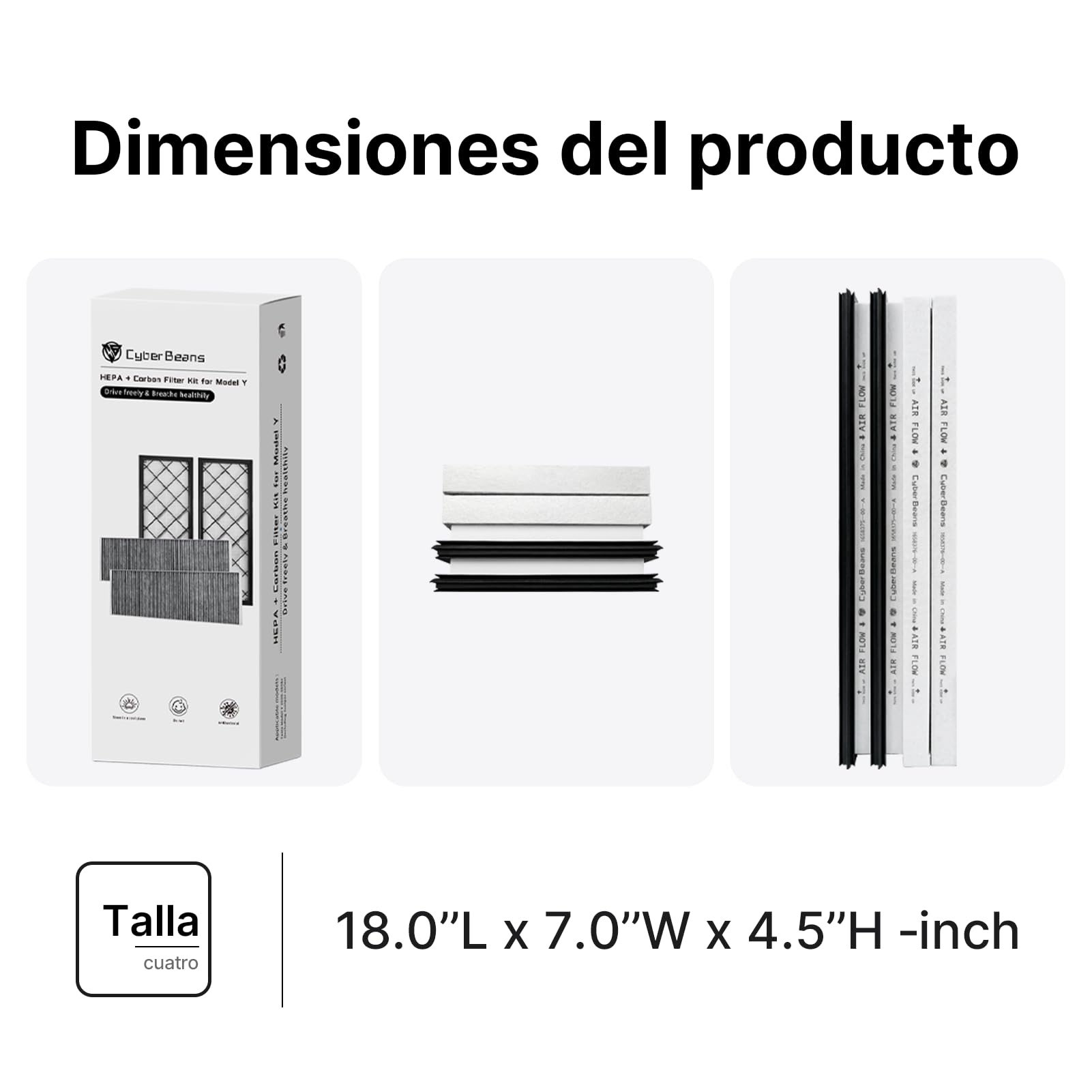 Kit De Filtros HEPA Y De Carbono Para Tesla Model Y, Reemplazo De Aire Acondicionado Con Carbón Activado 2020-2025 2026 Accesorios Juniper (Paquete De 4)