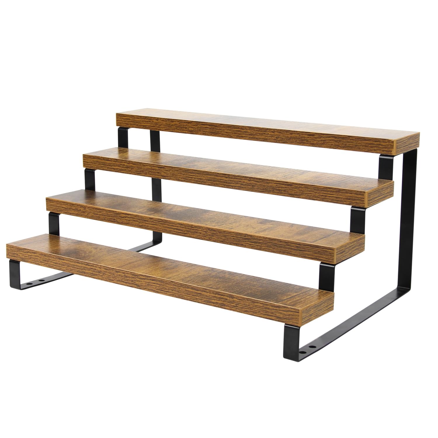 BYCY Wooden Display Risers, 4-Tier Display Stand for Home Decor and Organize, Tiered Countertop Display Shelf for Figures , Makeup,Cupcake , Condiment and Dolls Collection (4 Tier-2.2in)