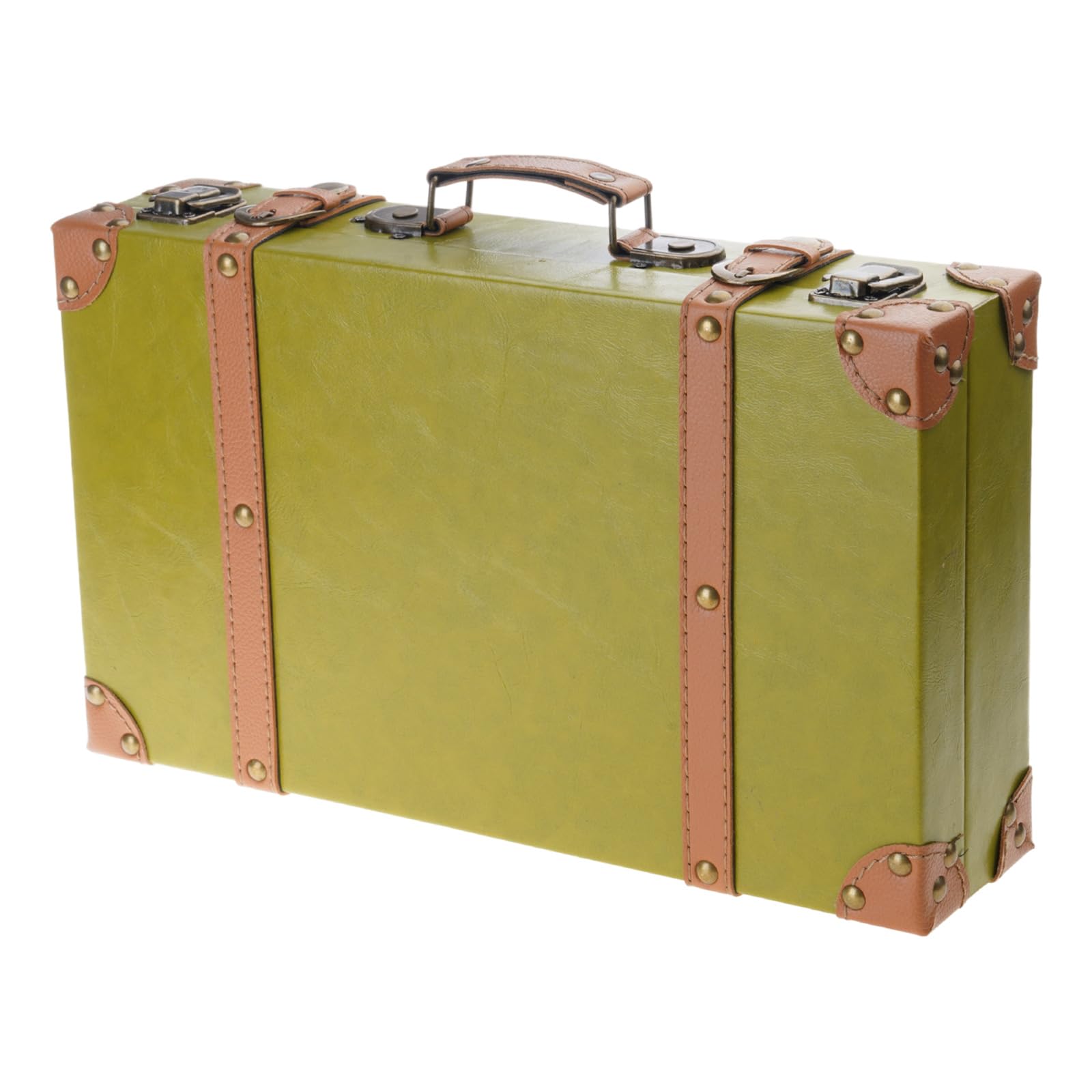 YROHGKPN Leather and Wooden Suitcase Decorative Box Collectible Luggage Storage Case for Home Use Photography Props Antique Composite Wood Trunk