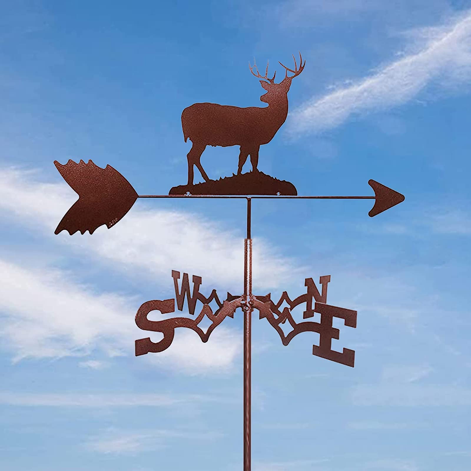 Banderuola Da Giardino A Forma Di Cervo - In Metallo, 35.8x26.5 Cm, Decorazione Per Tetto O Giardino - Foto 3