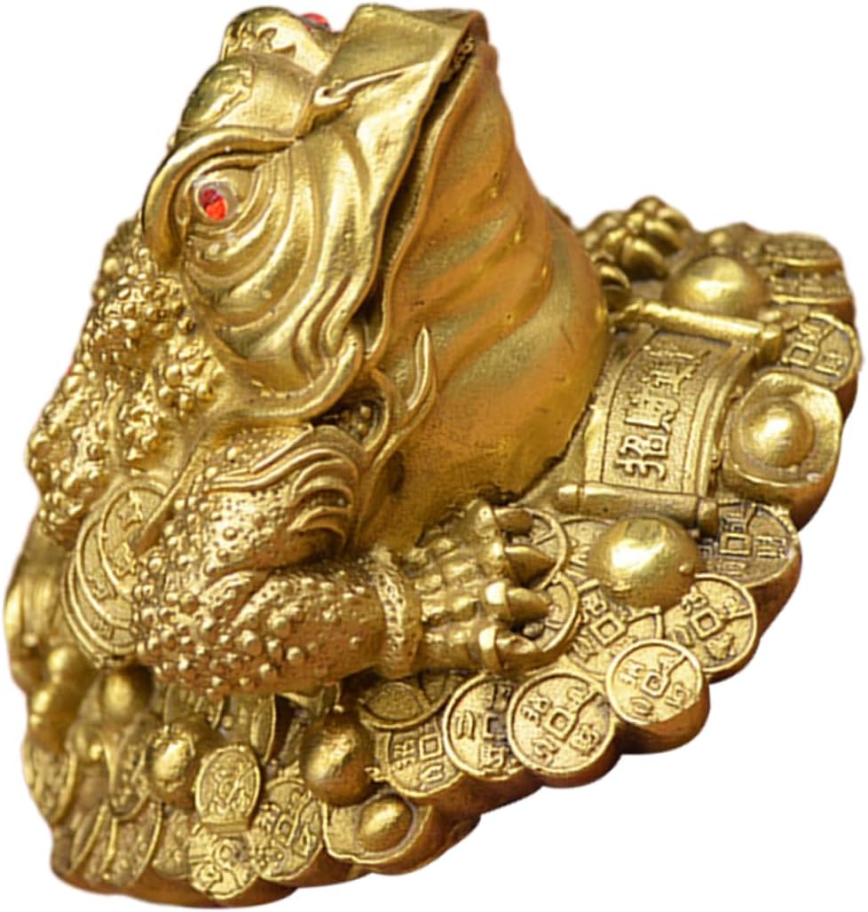 Cabilock Copper Toad Figurine Vintage Toad Statue for Home and Office Decor Addition to Living Room Bedroom Desk Spaces