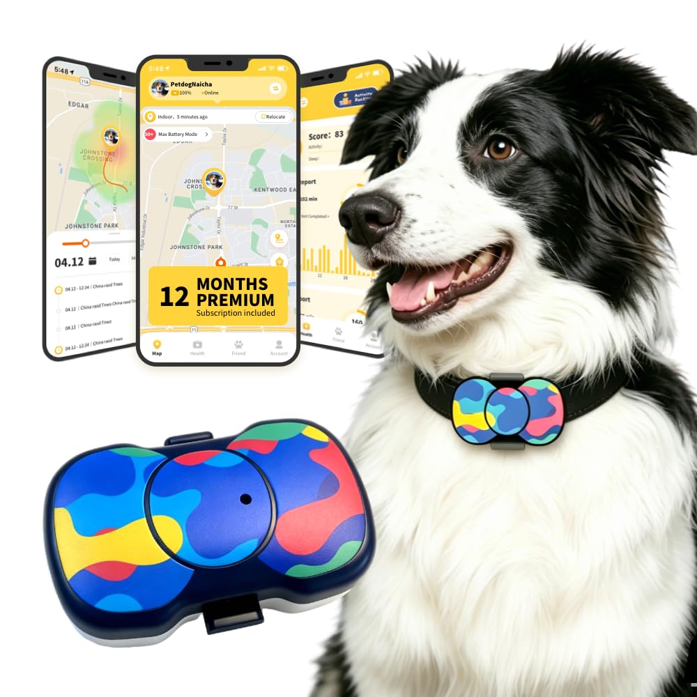 4G GPS Hunde-Tracker, 12 Monate inklusive, keine monatliche Gebühr, virtueller Zaun, IP67 wasserdicht, 21-Tage-Batterie