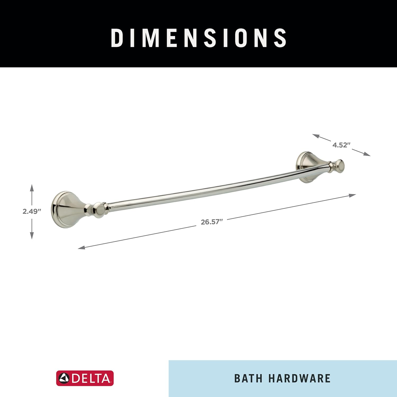 DELTA FAUCET 79724-SS Cassidy 24-in Wall Mount Towel Bar Bath Hardware Accessory in Stainless Steel