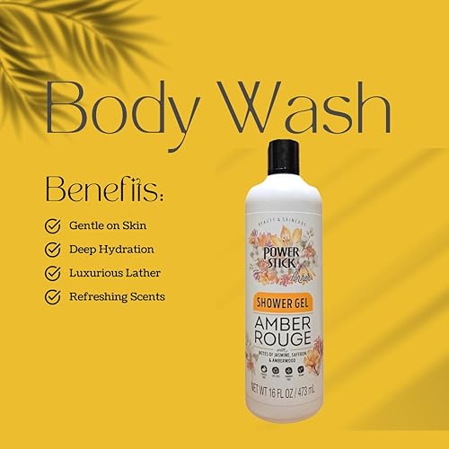 Miniatura 4 de Power Stick - Notas de gel de ducha de pistacho y caramelo salado, 16 onzas líquidas (16.0 fl oz) (Amber Rouge)