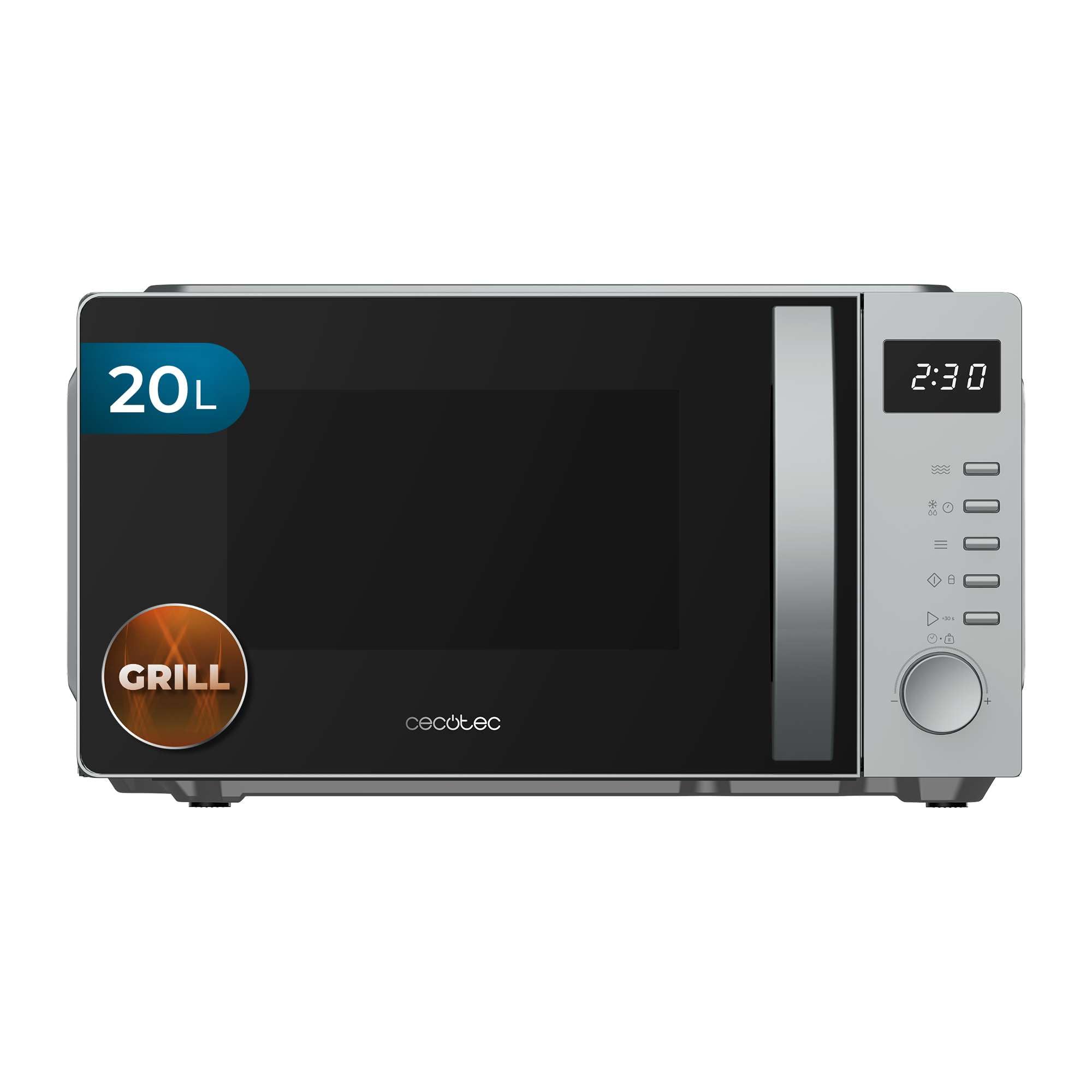 Cecotec Microondas Digital Proclean 5005 Silver. 700W, 20L, Tecnología 3DWave, 5 Niveles Potencia, Temporizador 30 Min, Descongelación, Pantalla con Reloj, Comidas Listas al Instante