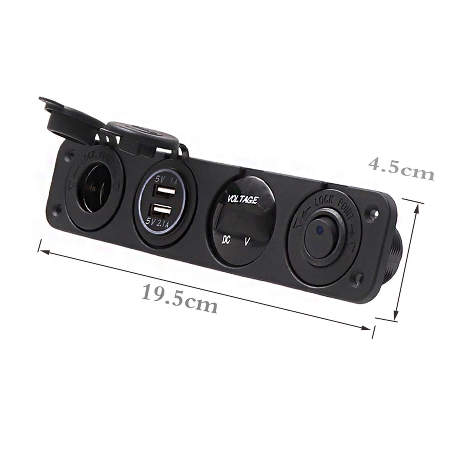 12V Panel przełącznika samochodowego Podwójne gniazdo USB Ładowanie 4.2A, do samochodu, łodzi Cyfrowy woltomierz ON-OFF dźwigniowego