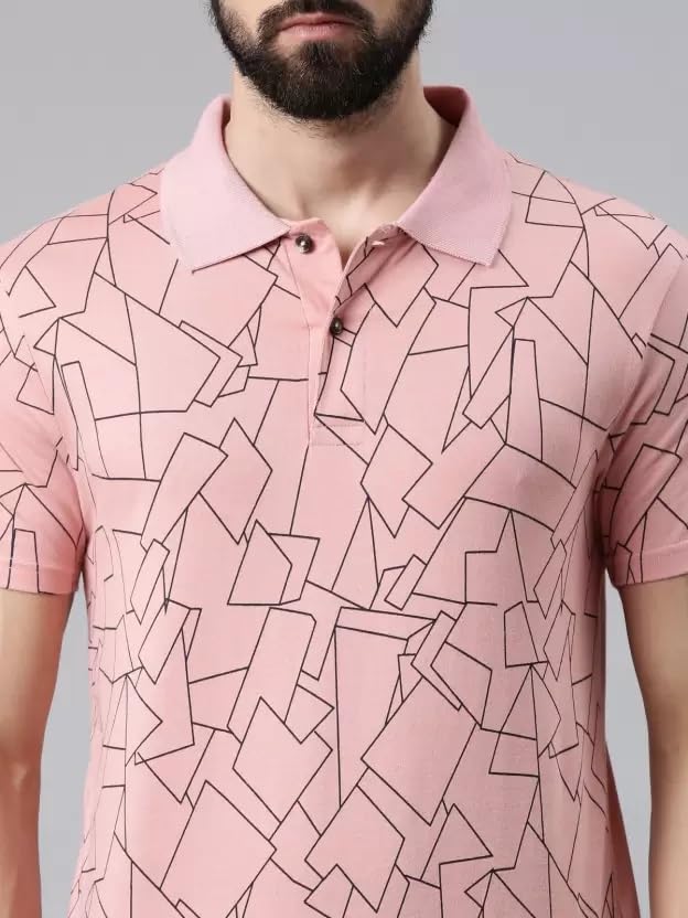 Image of KRYPTIC Men's Ultra-Soft Cotton Rich Casual Printed Half Sleeve Regular Fit Classic Polo T-Shirt - Soft, Cool & Stylish Everyday Wear