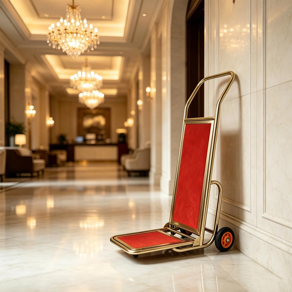 Carrello portabagagli dell'hotel Carrello del facchino | Telaio in acciaio inossidabile, con ruote silenziose da 6 pollici, per hotel, resort e uso commerciale