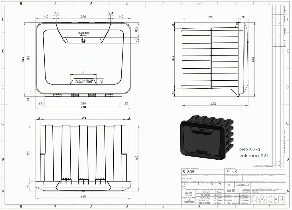 Daken Flink 81305 - Caja de herramientas para camiones (660 x 515 x 460 mm, 92 L)