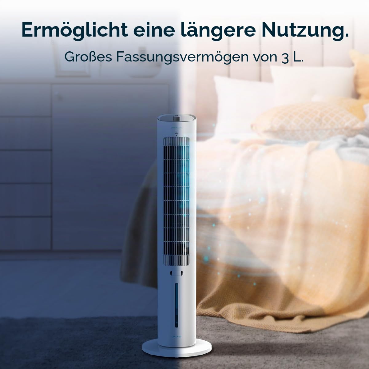 Cecotec - Verdunstungskühler EnergySilence 2000 SkyCool 60W, 3L Tank, Kompatibel mit ätherischen Ölen, 3 Geschwindigkeiten, 50° Oszillation, Griff oben