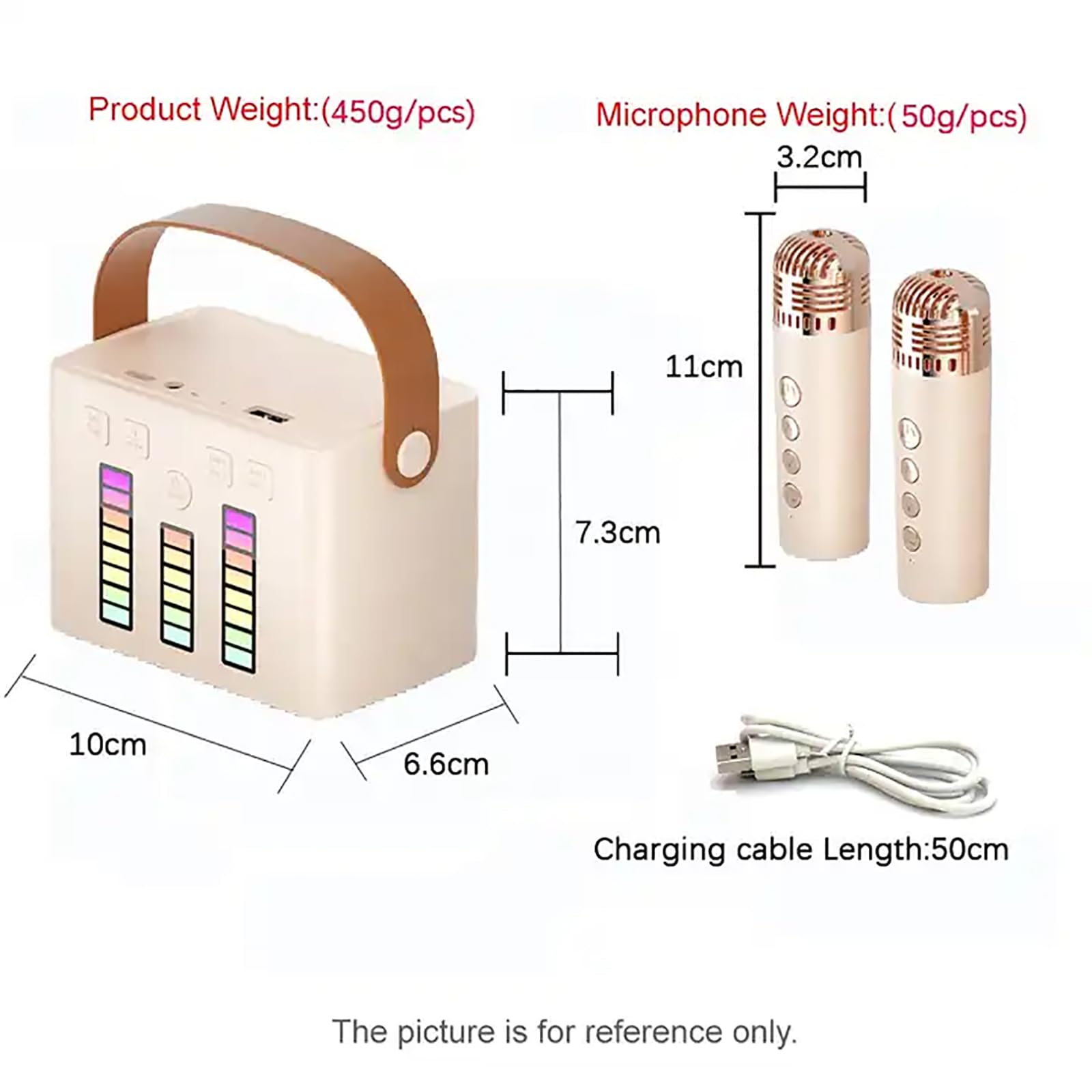 Głośnik Do Karaoke, Zestaw Do Karaoke Bluetooth Z Przenośnym Uchwytem I 2 Mikrofonami Bezprzewodowymi, Obsługuje Wejście TF/USB/AUX I Światło LED, Na Imprezę, Prezenty, Na Zewnątrz/wewnątrz