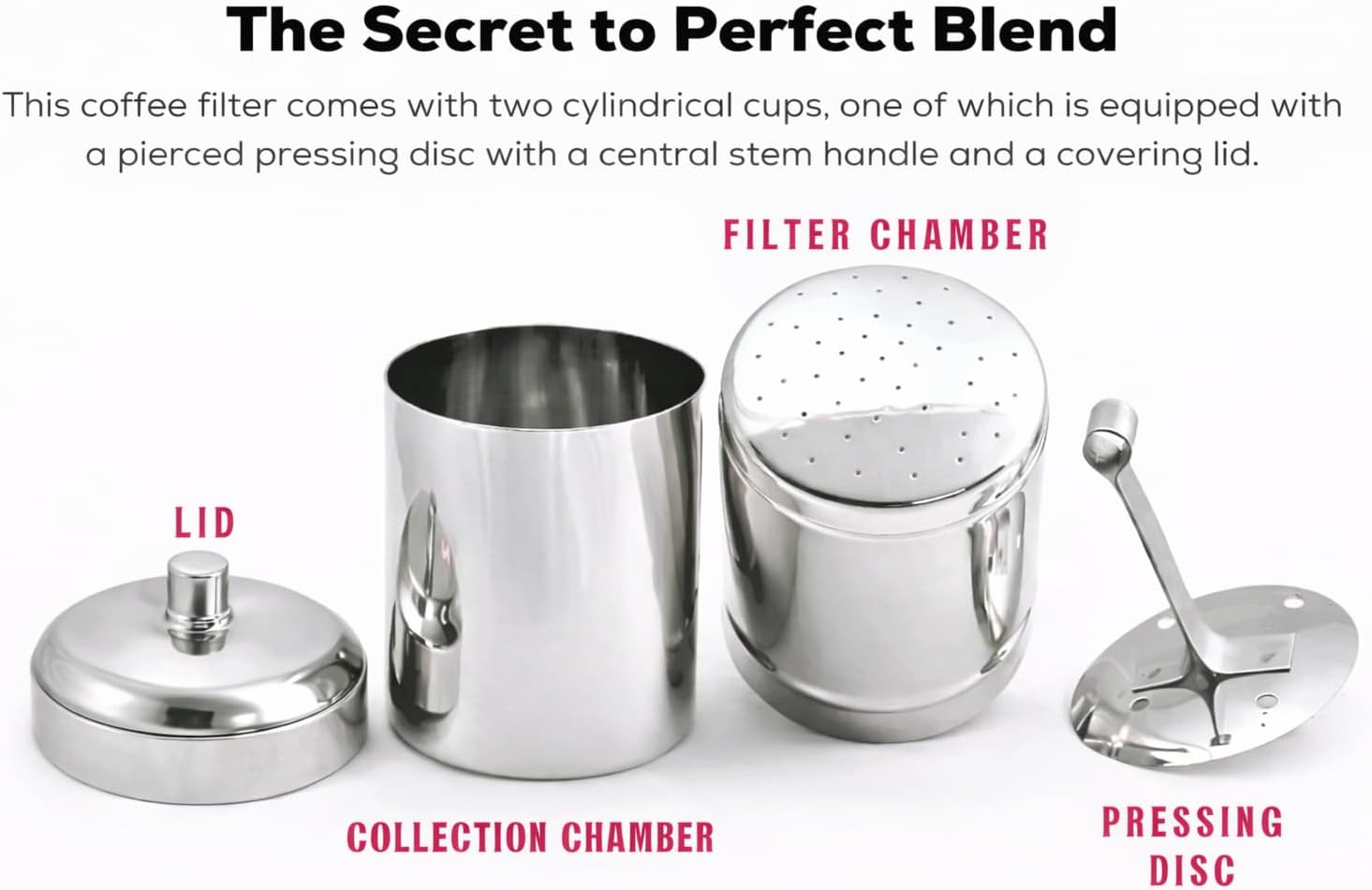 Raslok South Indian Stainless Steel Coffee Maker | Convenient 6-7 Cup Coffee Maker | Decoction Maker Brewer Dripper,Coffee Filter- 400ml