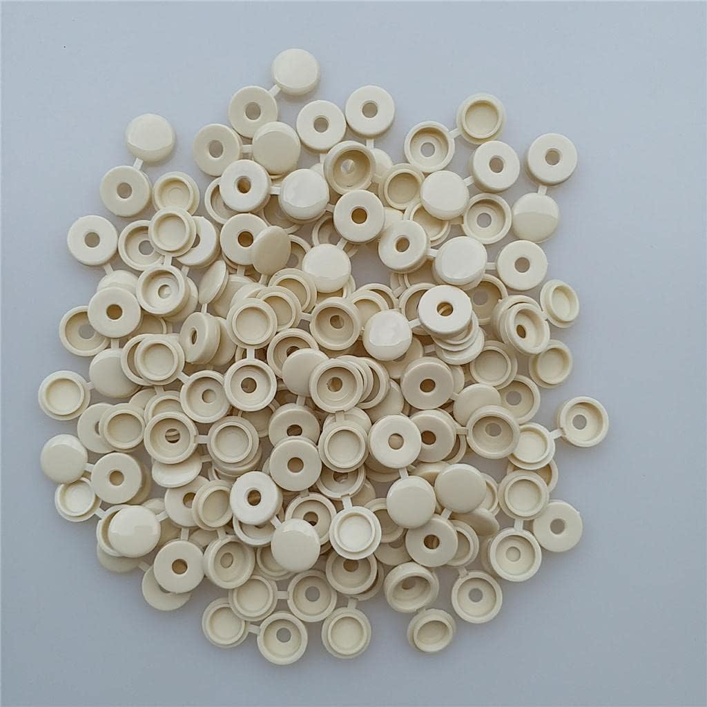 100Pcs Plastic Hinged Screw Cover Fold Part for Car Home Decor - Beige, 4.1mm