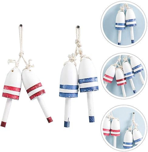 Miniatura 6 de VOSAREA Colgante flotante con forma de bobber, colgante de madera, colgante retro para colgar en el hogar, decoración colgante de pared con forma de