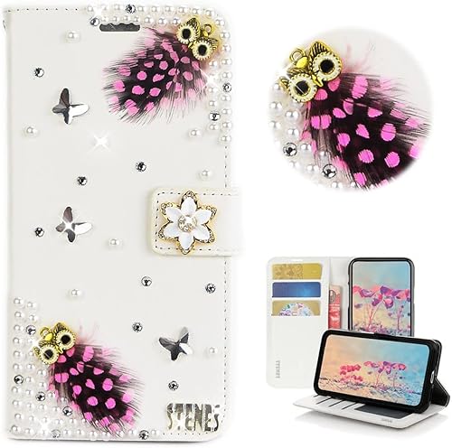 Miniatura 8 de STENES Bling - Funda tipo cartera para teléfono compatible con Samsung Galaxy Z Fold 2 5G, elegante, hecha a mano en 3D, diseño retro con purpurina