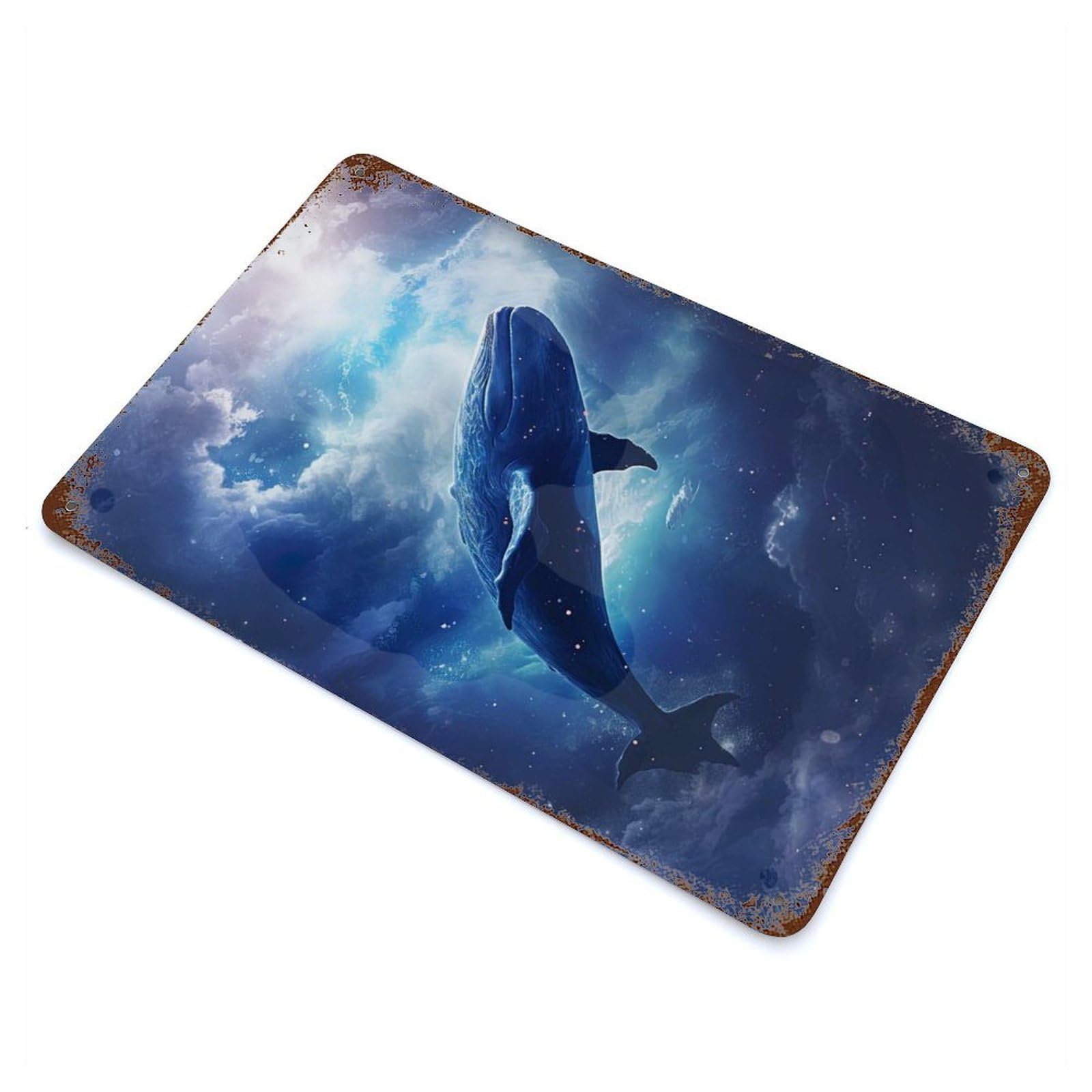 Majestic Leviathan Rust Effect Tin Sign 11.8"x7.9", Ideal for Cafe, Home Bar And Lounge Decor
