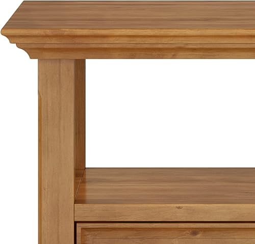 Miniatura 5 de SIMPLIHOME Amherst - Mesa auxiliar cuadrada tradicional de madera maciza de 19 pulgadas de ancho en marrón dorado claro, para sala de estar y