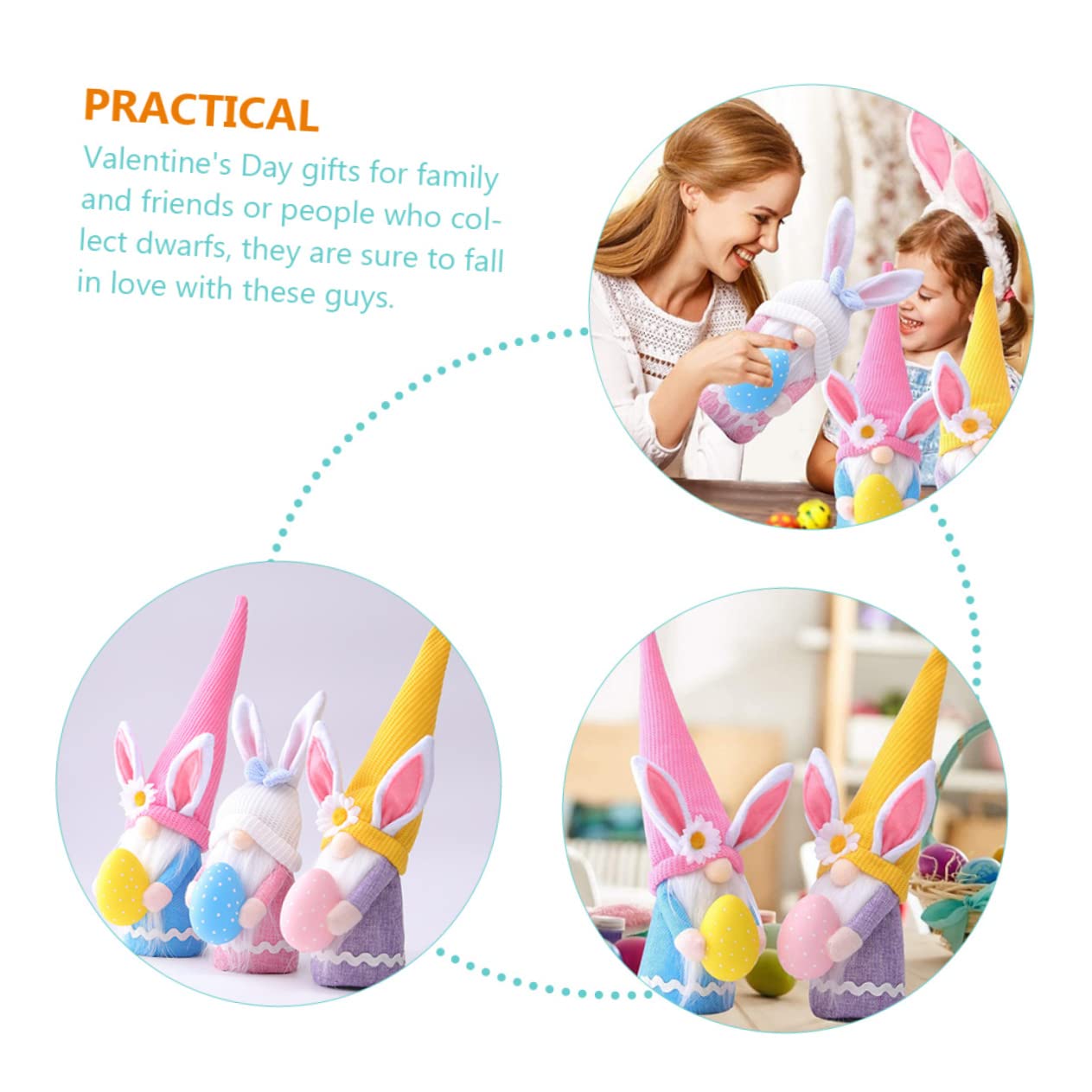 3 Pezzi Coniglietto Pasqua Di Bambole Folletti Decorativi Bomboniere e Decorazioni Per Bambole Pasquali Ornamenti Per Festival Forma Di Folletto Coniglietto