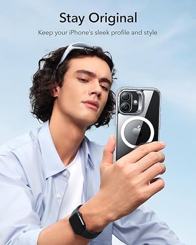 Vista 48 de ESR - Funda para iPhone 15 compatible con MagSafe, funda protectora de grado militar con soporte integrado, cubierta trasera resistente a