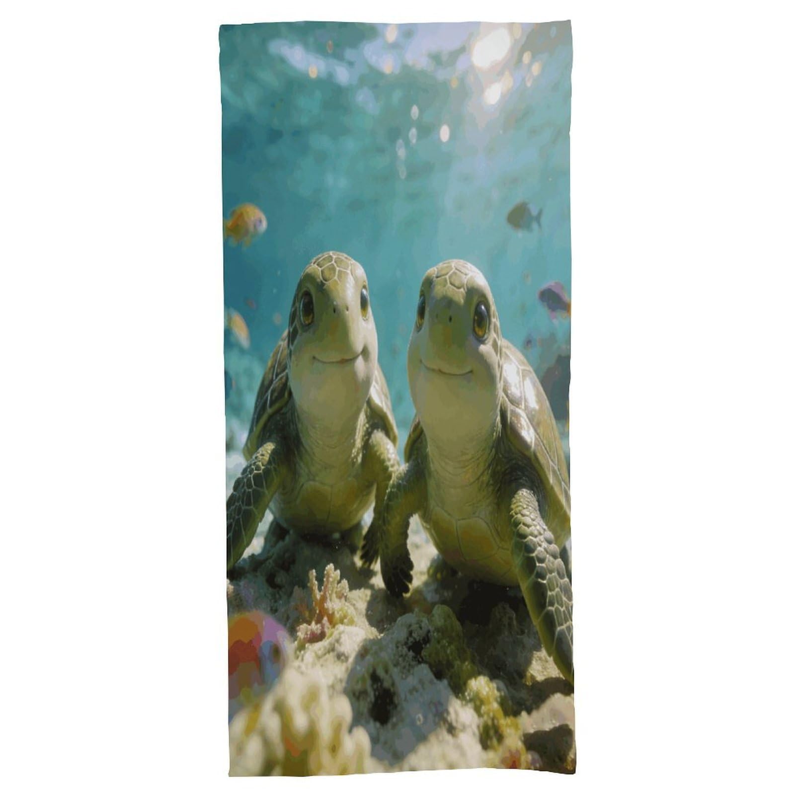Fodpand Style Cute Turtles Bath Towel, Highly Absorbent & Quick Drying Beach Towel, Compact & Lightweight Pool Towel For Bathroom, Beach, Pool, Gym, Spa, And Hotel Use