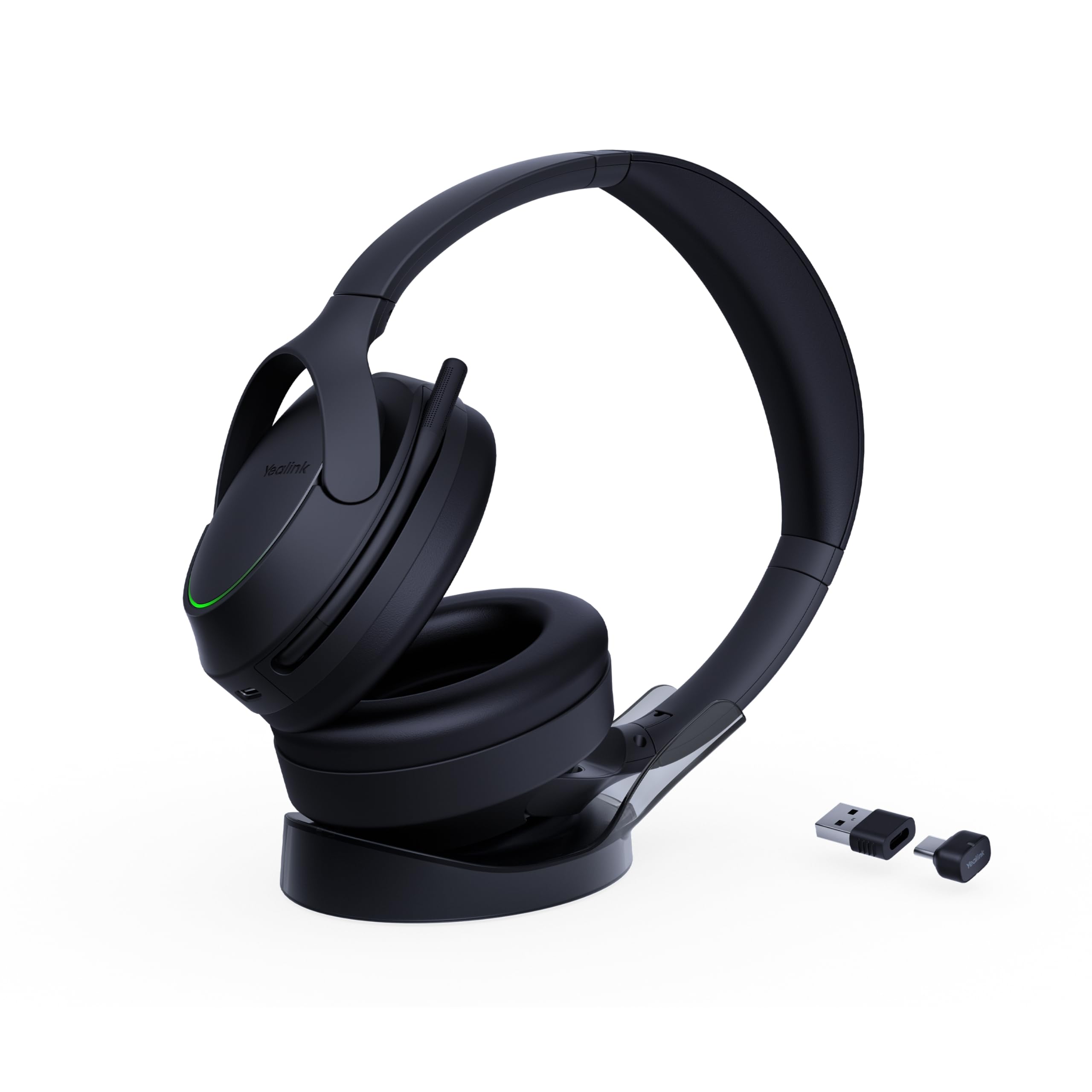 Yealink BH78 Bluetooth Headset mit Lärmschutz Mikrofon, Kopfhörer Over Ear für Homeoffice, Zoom/Teams Zertifiziert, Adaptive ANC für Büro Computer, Kopfhörer Kabellos mit USB-C/A und Dockingstation