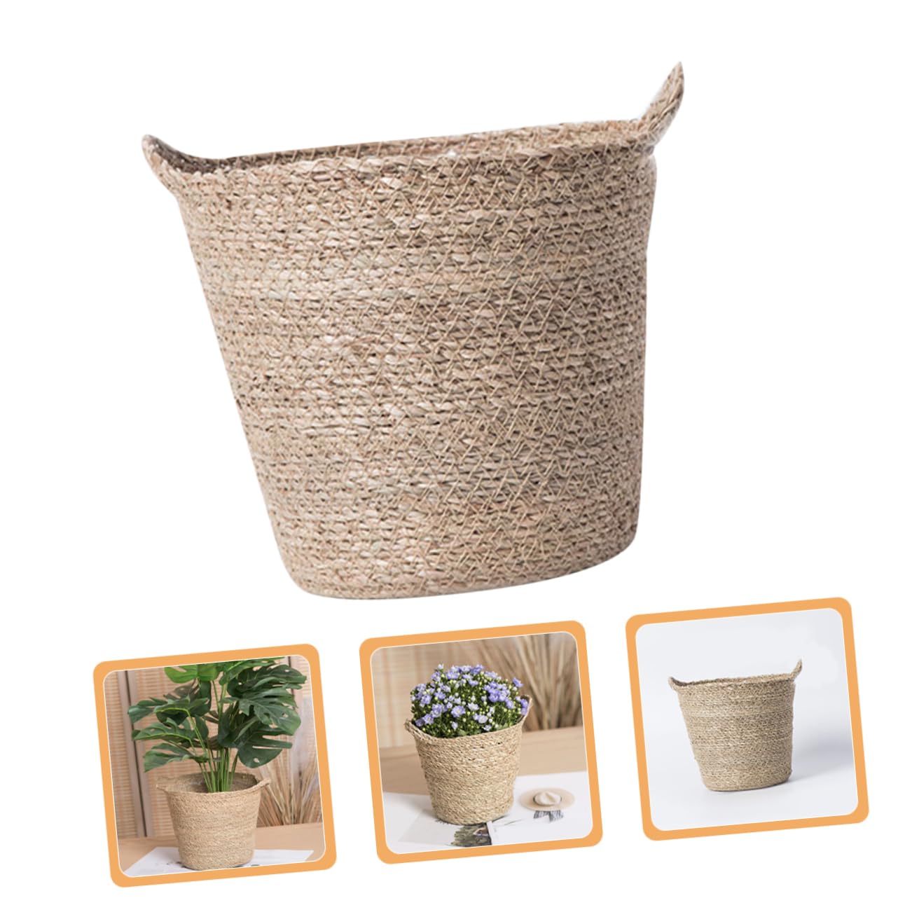 BESPORTBLE 3stücke Geflochtener Blumentopf Handgefertigter Runder Pflanzkorb Für Innenräume Vielseitig Einsetzbar Als Aufbewahrungskorb Oder Pflanzgefäß Aus Robustem Material Für