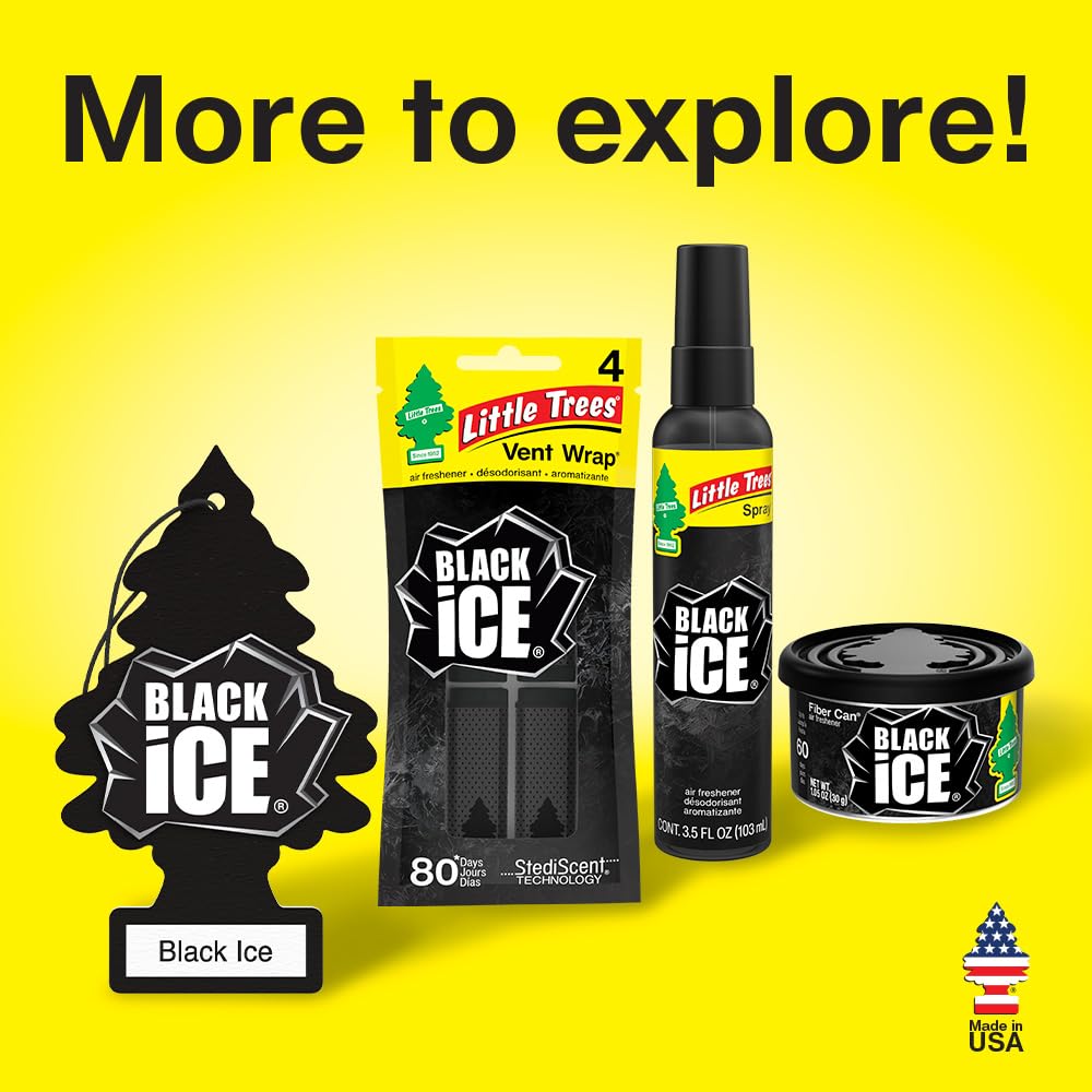 LITTLE Air Fresheners Car Air Freshener. Hanging Tree Provides Long Lasting Scent for Auto or Home. Black Ice, 24 Air Fresheners - 5
