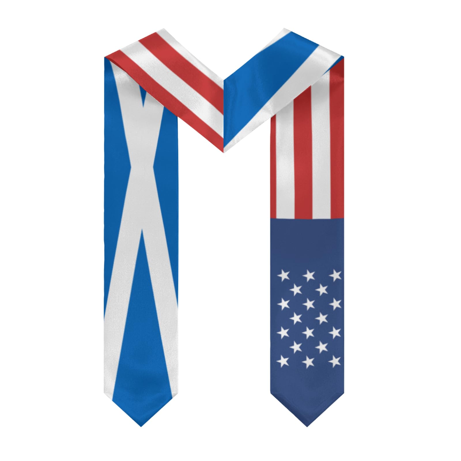 America Scotland Scottish Flag Graduation Stole Sash Shawl for Men Women Thickened V-Neck Scarf for International Students Teachers Study Aboard Graduate Gift 72 inches Unisex