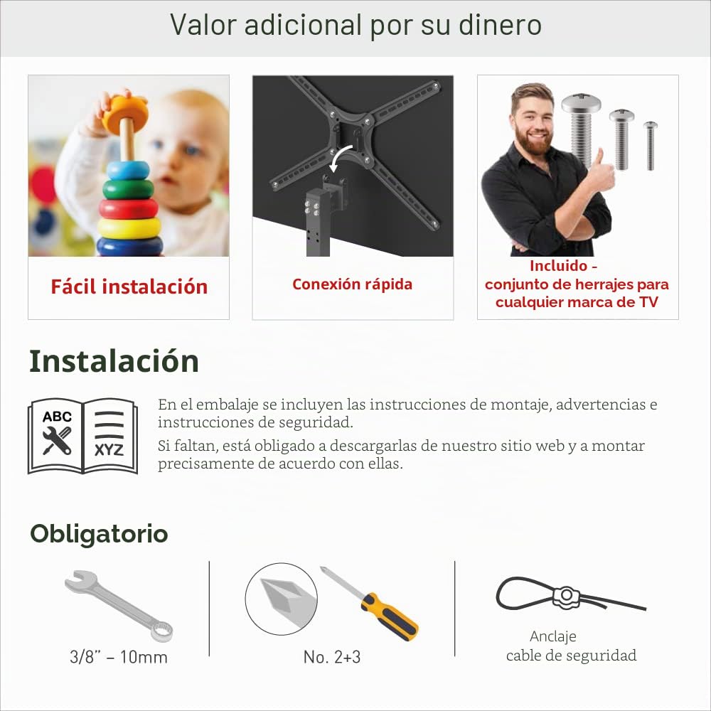 Barkan Soporte Pie TV de Pedestal Superior de Sobremesa con Soporte para Pantallas de 13-65 Pulgadas, Giratorio e inclinable, Altura Ajustable, Peso máximo 36Kg, Vidrio Templado, hasta VESA 400x400