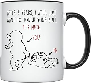 YouNique Designs 3rd Anniversary Mug for Him & Her, 11 Ounces, Coffee Mug for