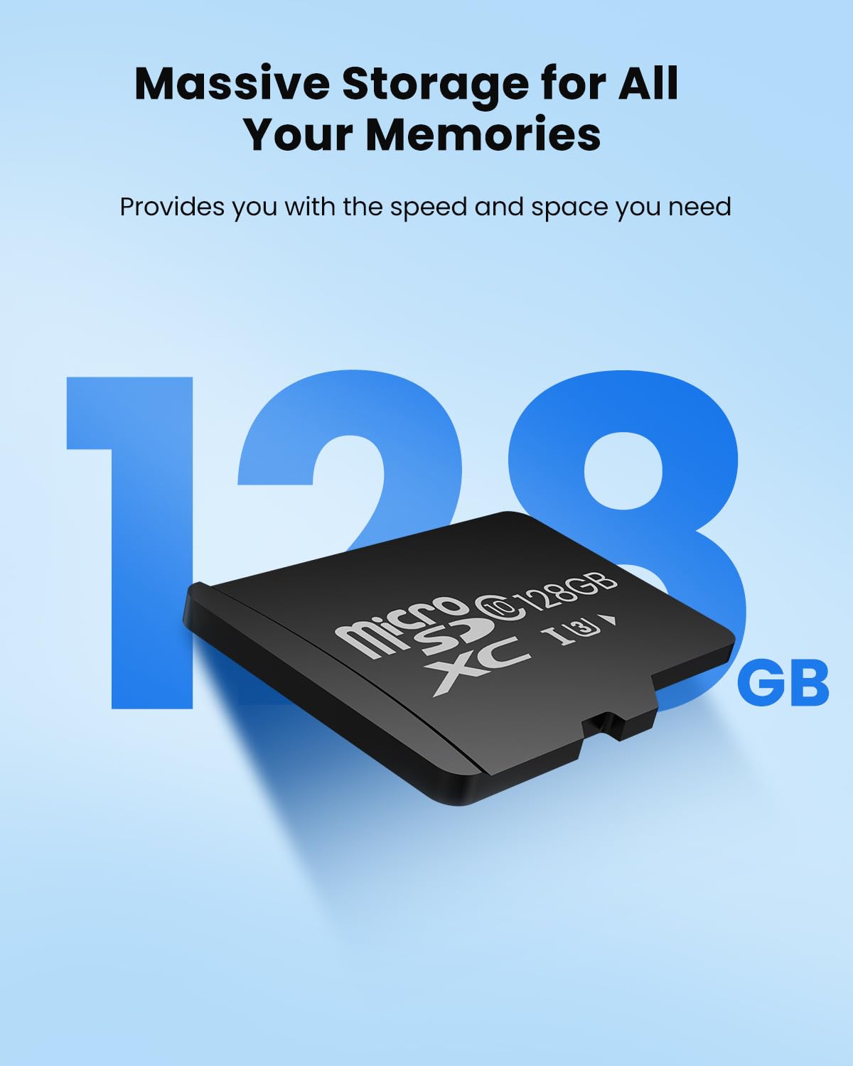 Carte Micro SD 128 Go pour caméras de sécurité, vitesse de lecture jusqu'à 100 Mo/s, C10, U3, V30, A1, carte mémoire pour caméra de sécurité, Dashcam, noir