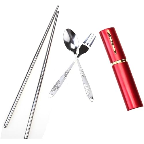 3-piece set with case prefabricated stainless steel chopsticks (Red Gold) (japan import)