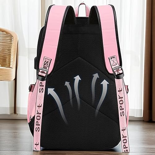 Miniatura 6 de USB Black Backpack Pink Shut Down Korean Casual Backpack Daypack Laptop Bag College Bag ( B1 )