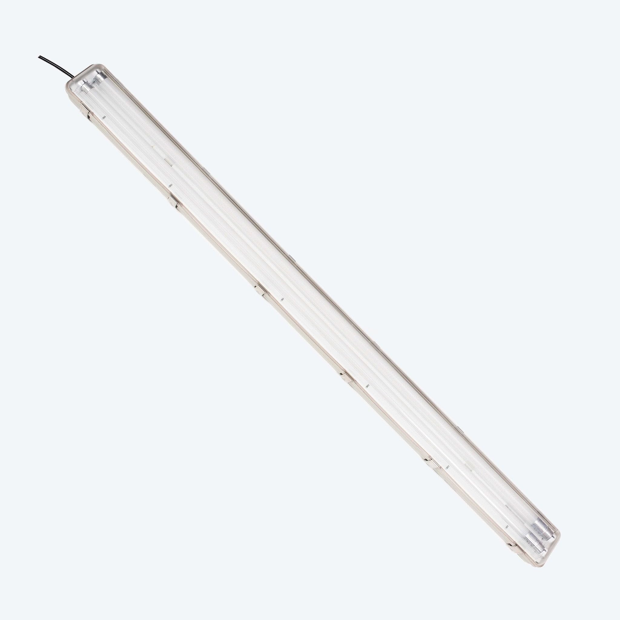 Proventa LED Feuchtraumleuchte 150cm | 2x16,5W | 6120 Lumen | IP65 Wannenleuchte | 4000K neutralweiß | 50.000h | IK08 Schlagfest | Edelstahlklammern, Flickerfrei – Garage, Keller, Werkstatt