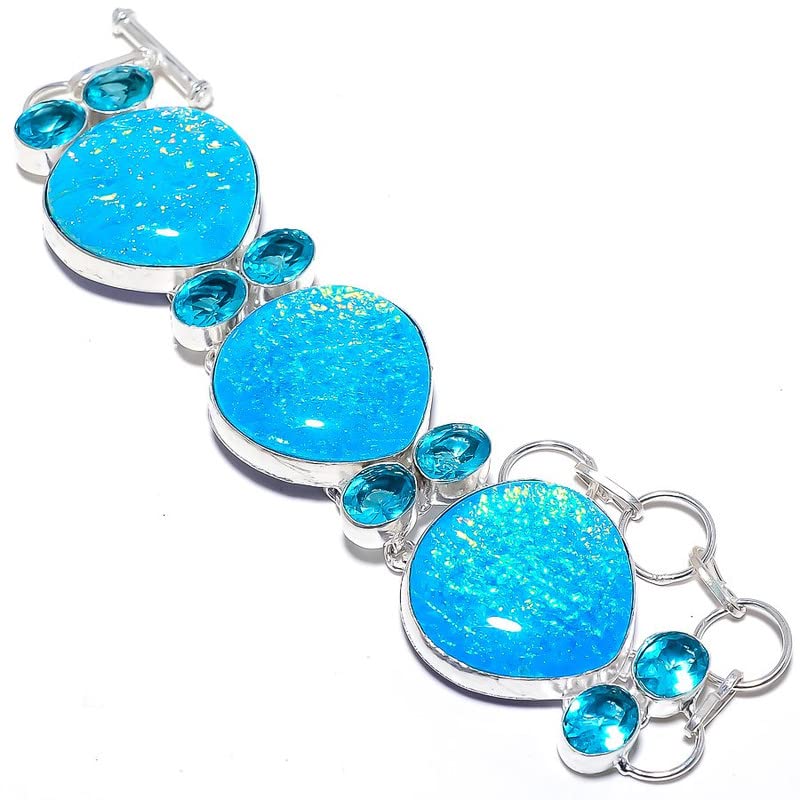 Bracelet opale et topaze bleue de Londres accessoire bohème chic pour vos soirées d'été