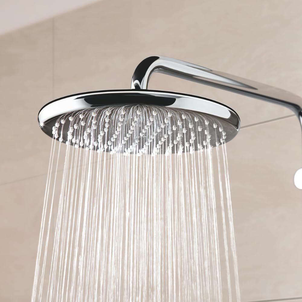 GROHE Vitalio Start 250 26817000 elastyczny system prysznicowy z przełącznikiem (okrągła 250 mm 2-słuchawkowa słuchawka natryskowa, słuchawka prysznicowa 100 mm, technologia oszczędzania wody, ramię