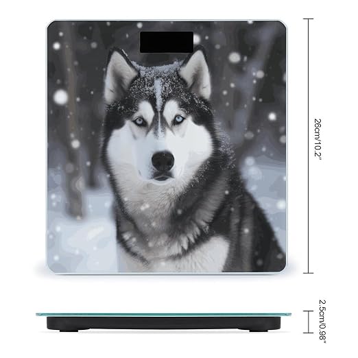 Bascula digital para peso corporal Husky in Snow Dog, pantalla LCD grande, construcción en vidrio templado miniatura 2