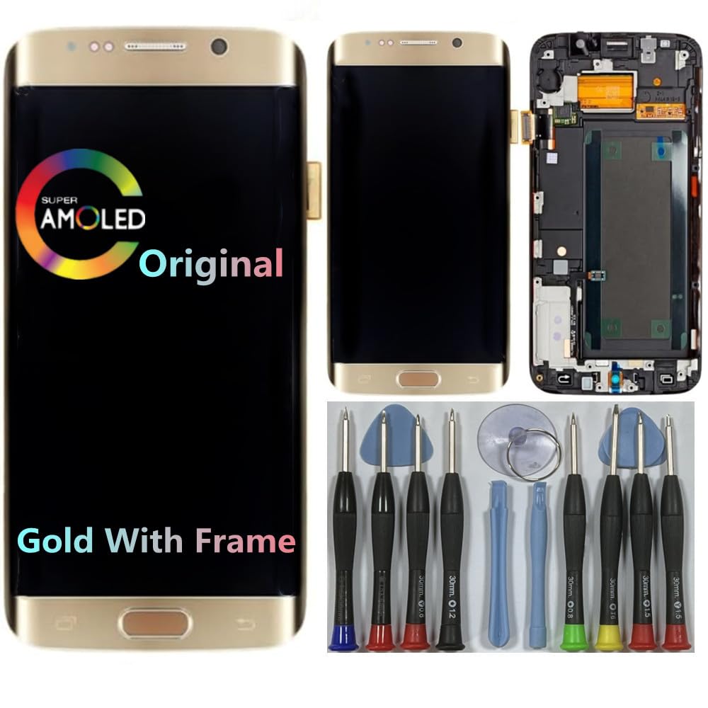 5.1"" AMOLED Original for Samsung Galaxy S6 Edge Display Touch Screen Digitizer Assembly S6 Edge G925A G925P G925V G925i G925FD LCD Screen Replacement (Gold)