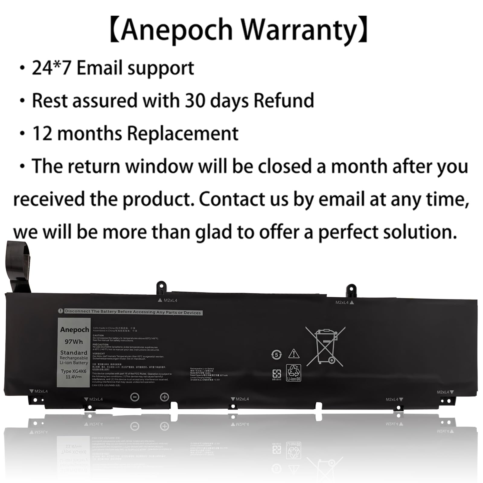 ANTIEE XG4K6 Laptop Battery 97Wh - Replacement For Dell XPS 17 9700-9720 & Precision 5750-5770