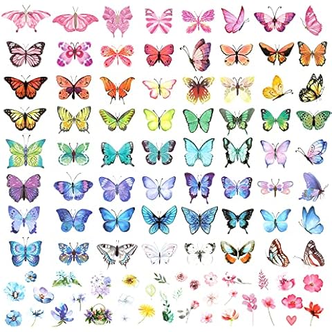 TOYMIS 100pcs Colourful Butterfly Tattoos Cover