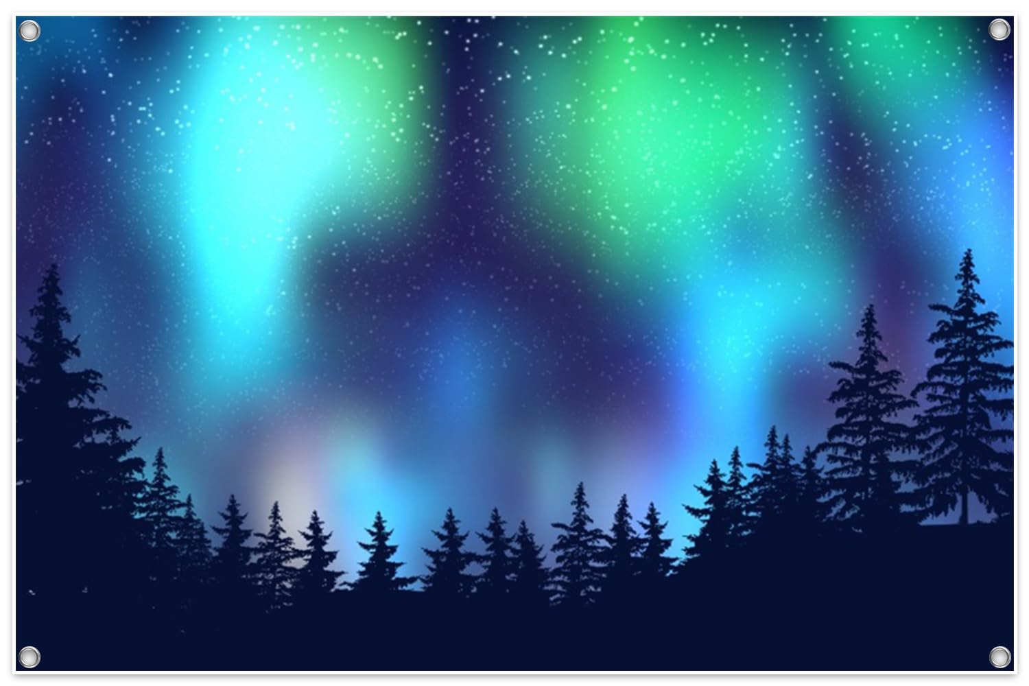 Duluxykl Northern Lights Backdrop Aurora Borealis Winter Forest Scene Background North Pole Christmas Party Decorations Banner with Grommets & Ropes