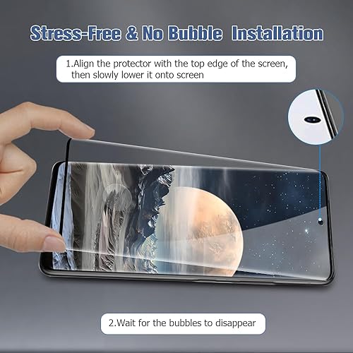 Miniatura 6 de Geviaho Paquete de 2 protectores de pantalla para Galaxy S21 Ultra con protector de lente de cámara, desbloqueo de huellas dactilares, dureza 9H,