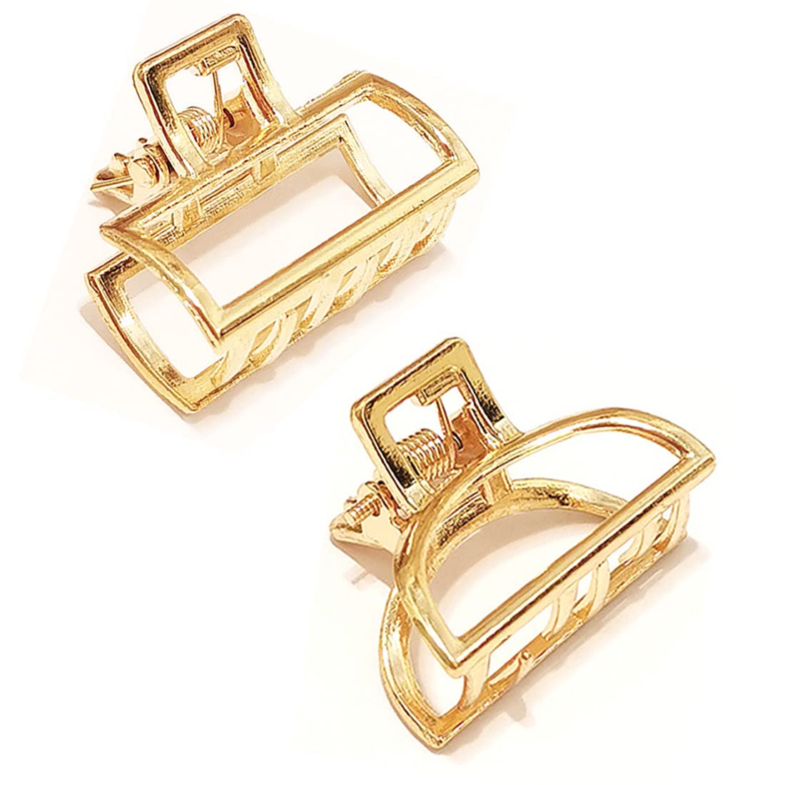 LIUJZZJ 2 pinzas para el cabello en tono dorado, pinzas para el cabello medianas de metal, accesorios para el cabello de diseño atrevido para mujeres y niñas