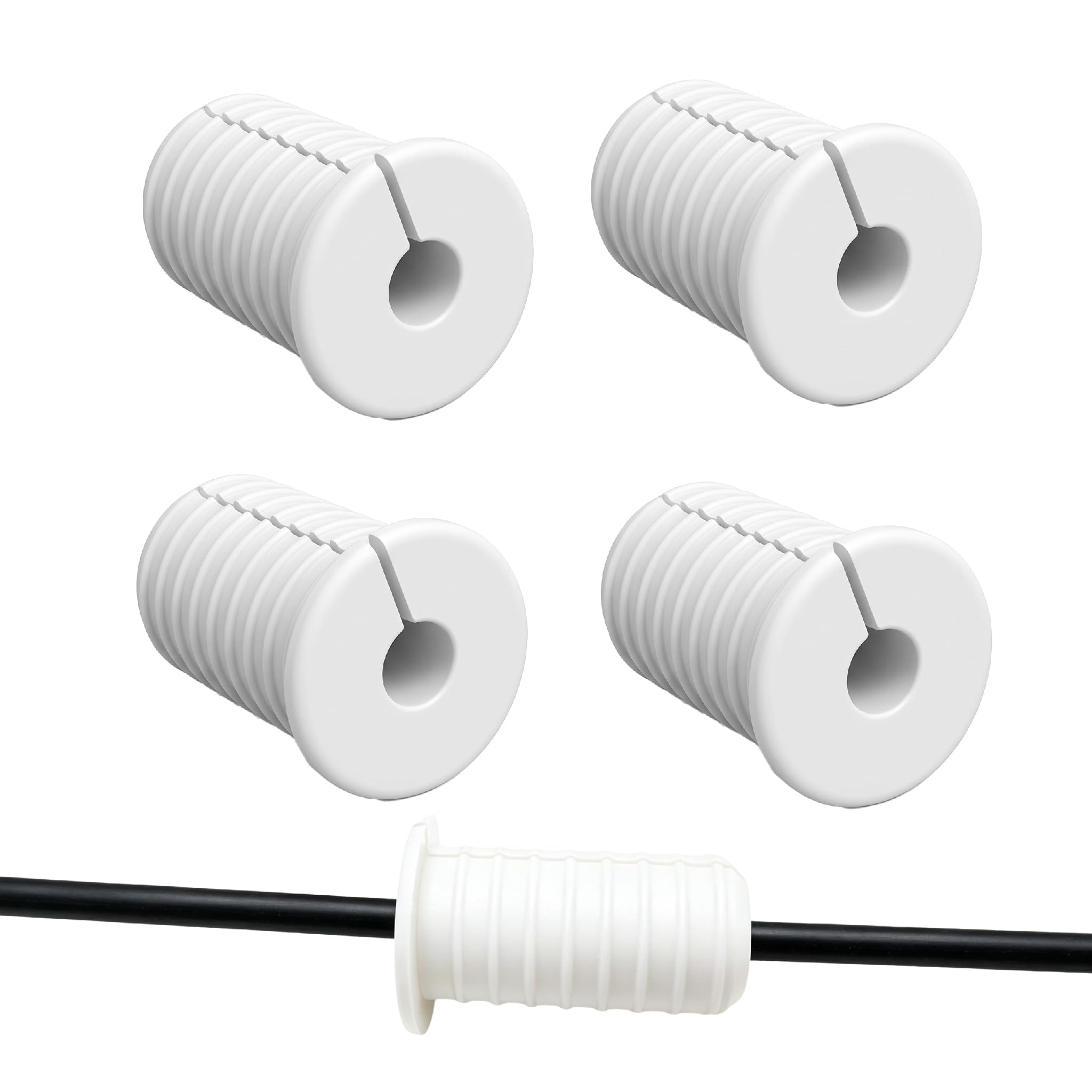 4 Pack Cable Grommet,Wall Grommets for Cables,Cable Grommet for Holes,3/4 Inch Cables Wall Hole Cover,Anti-Slip Pass Through Bushing,Split Wall Cable Routing Kit,Waterproof Cord Protection,Cord Hider